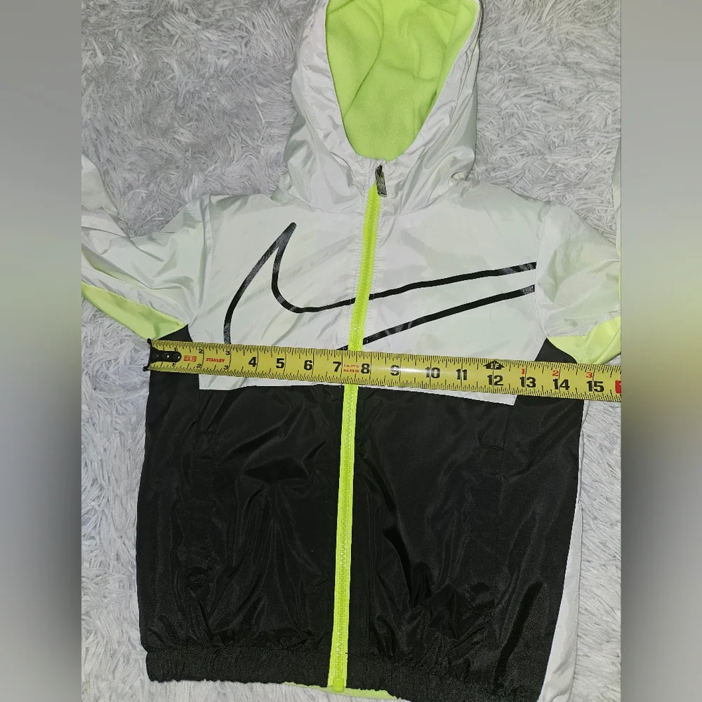 Nike Volt Jacket Windbreaker Fleece Lining White Black Neon Yellow Toddler 4T